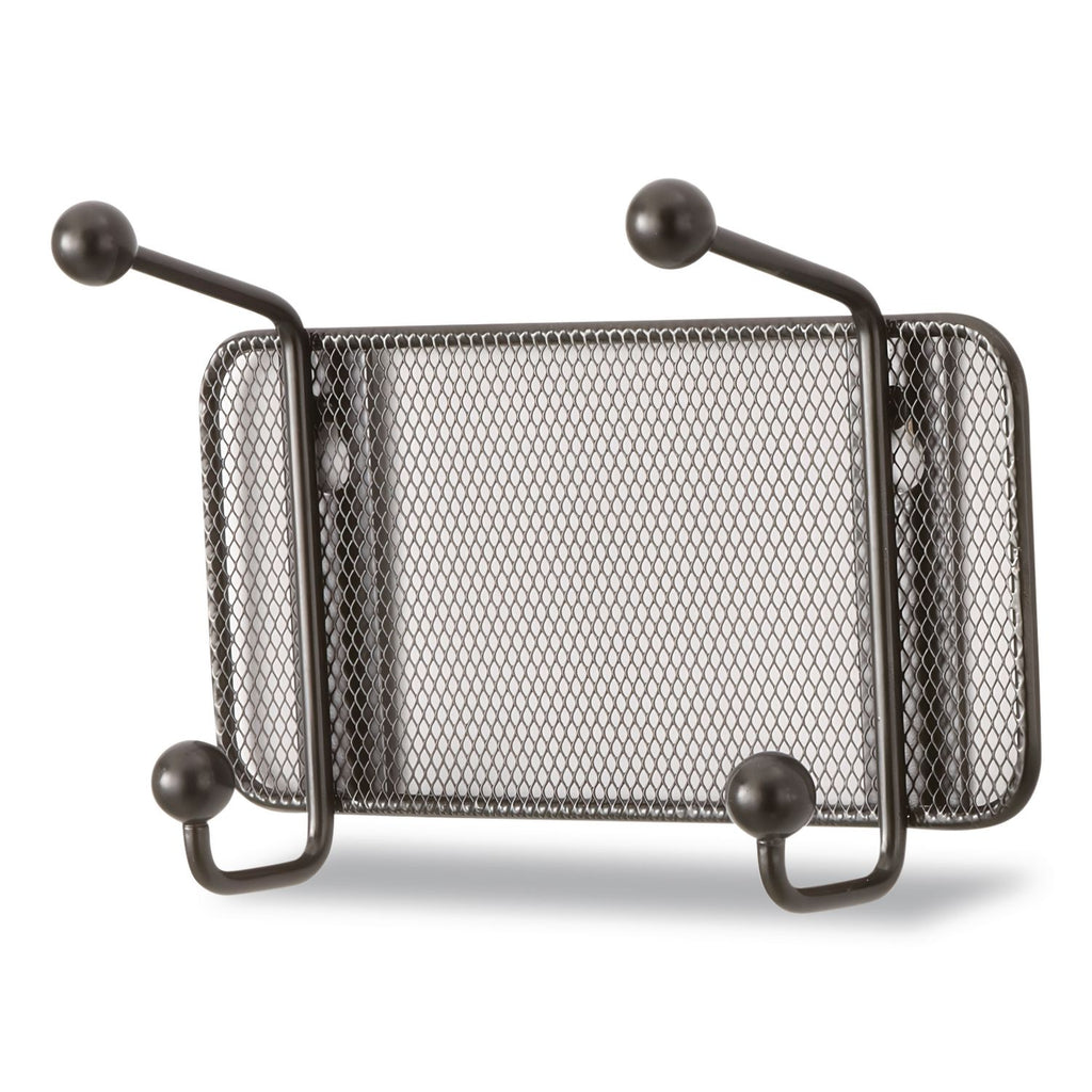 Onyx Mesh Wall Racks, 2-Hook, 8.5w x 3d x 5.5h, Black