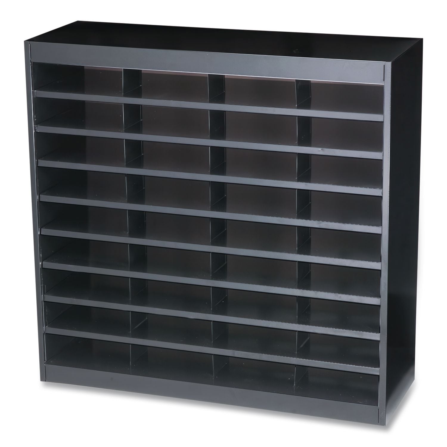 Steel/Fiberboard E-Z Stor Sorter, 36 Compartments, 37.5 x 12.75 x 36.5, Black