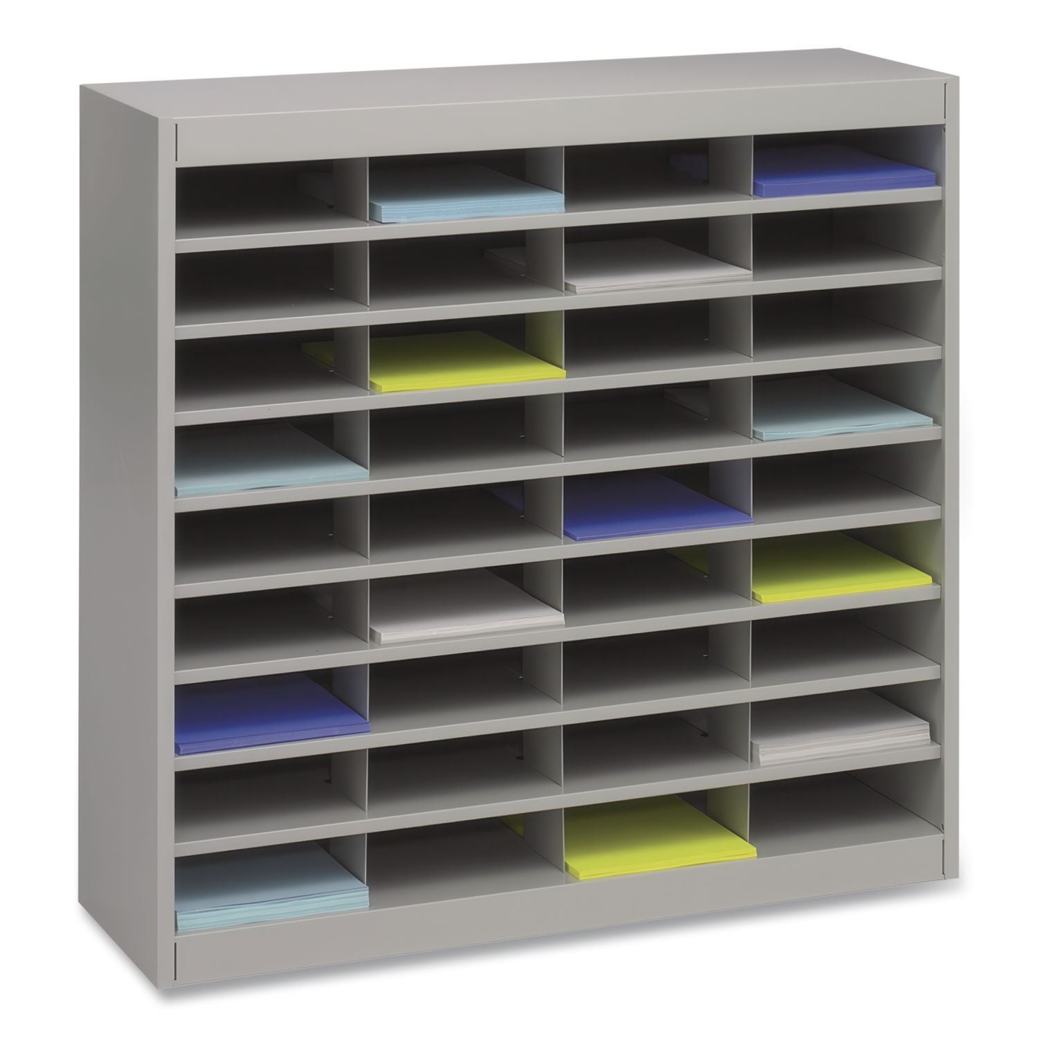 Steel/Fiberboard E-Z Stor Sorter, 36 Compartments, 37.5 x 12.75 x 36.5, Gray