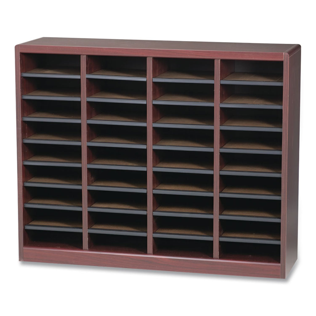 Wood/Fiberboard E-Z Stor Sorter, 36 Compartments, 40 x 11.75 x 32.5, Mahogany