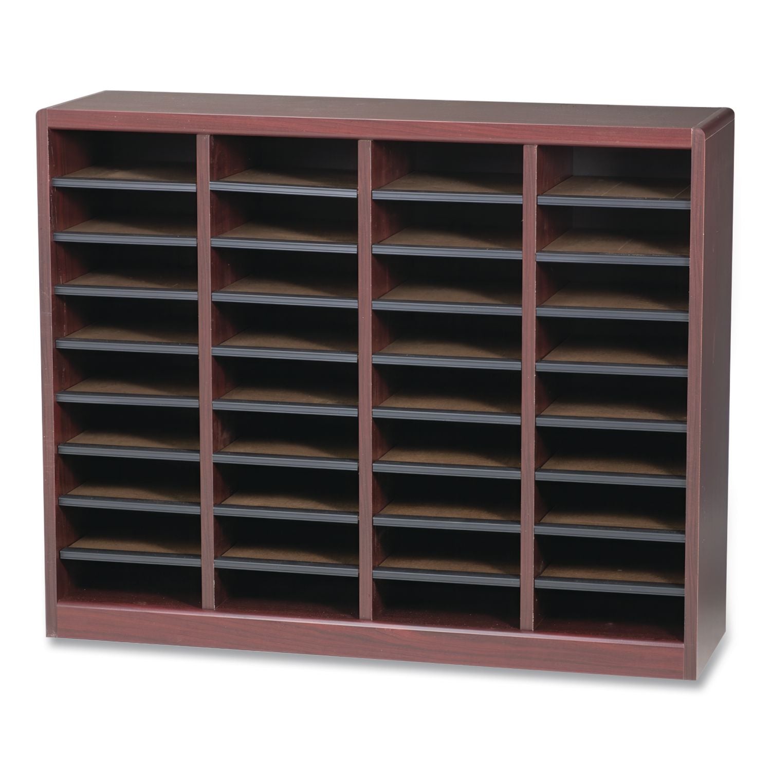 Wood/Fiberboard E-Z Stor Sorter, 36 Compartments, 40 x 11.75 x 32.5, Mahogany