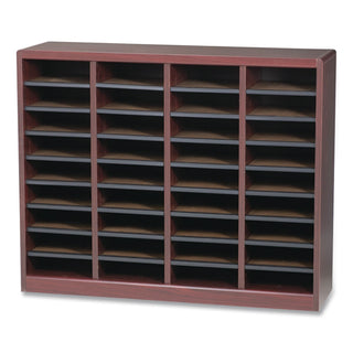 Wood/Fiberboard E-Z Stor Sorter, 36 Compartments, 40 x 11.75 x 32.5, Mahogany