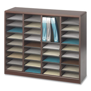 Wood/Fiberboard E-Z Stor Sorter, 36 Compartments, 40 x 11.75 x 32.5, Mahogany