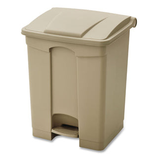Large Capacity Plastic Step-On Receptacle, 17 gal, Plastic, Tan