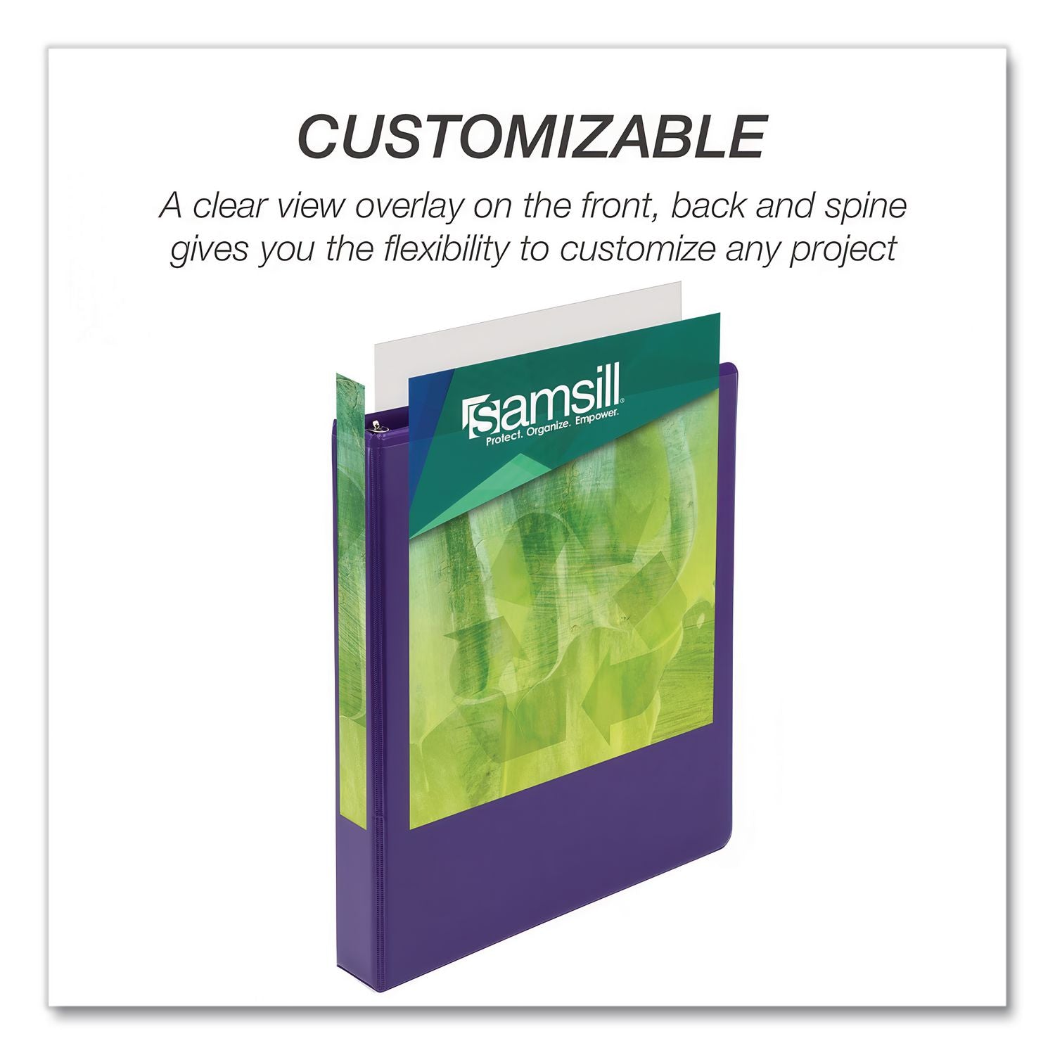 Earths Choice Plant-Based Durable Fashion View Binder, 3 Rings, 1" Capacity, 11 x 8.5, Purple, 2/Pack