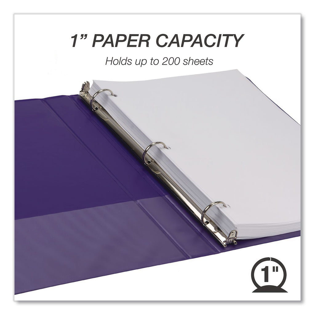 Earths Choice Plant-Based Durable Fashion View Binder, 3 Rings, 1" Capacity, 11 x 8.5, Purple, 2/Pack