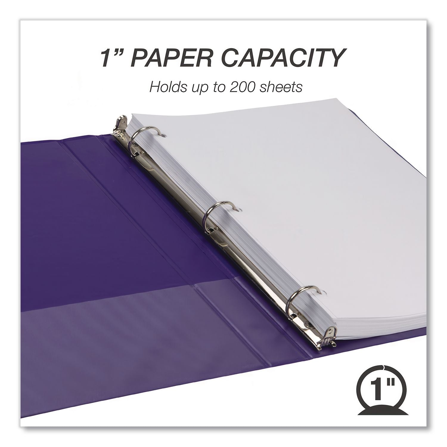 Earths Choice Plant-Based Durable Fashion View Binder, 3 Rings, 1" Capacity, 11 x 8.5, Purple, 2/Pack