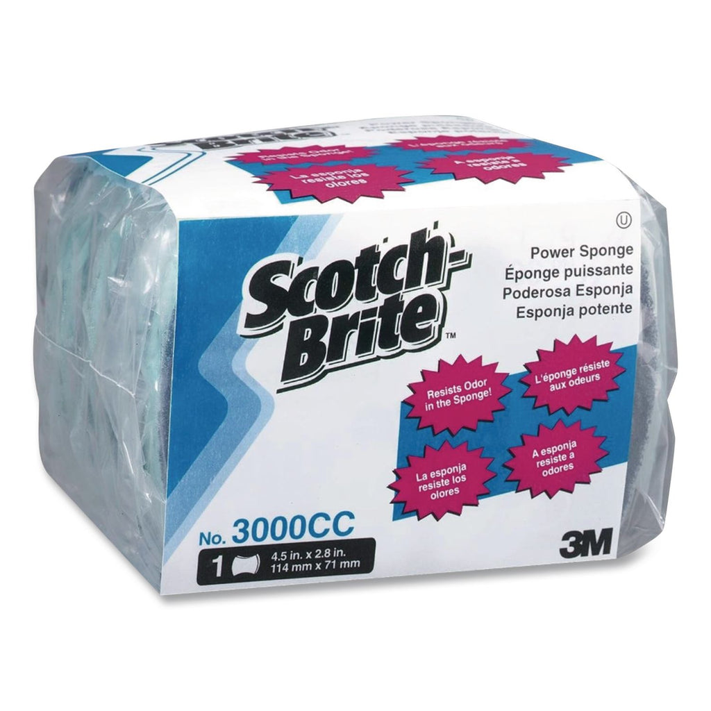 Power Sponge, 2.8 x 4.5, 0.6" Thick, Blue/Teal, 5/Pack
