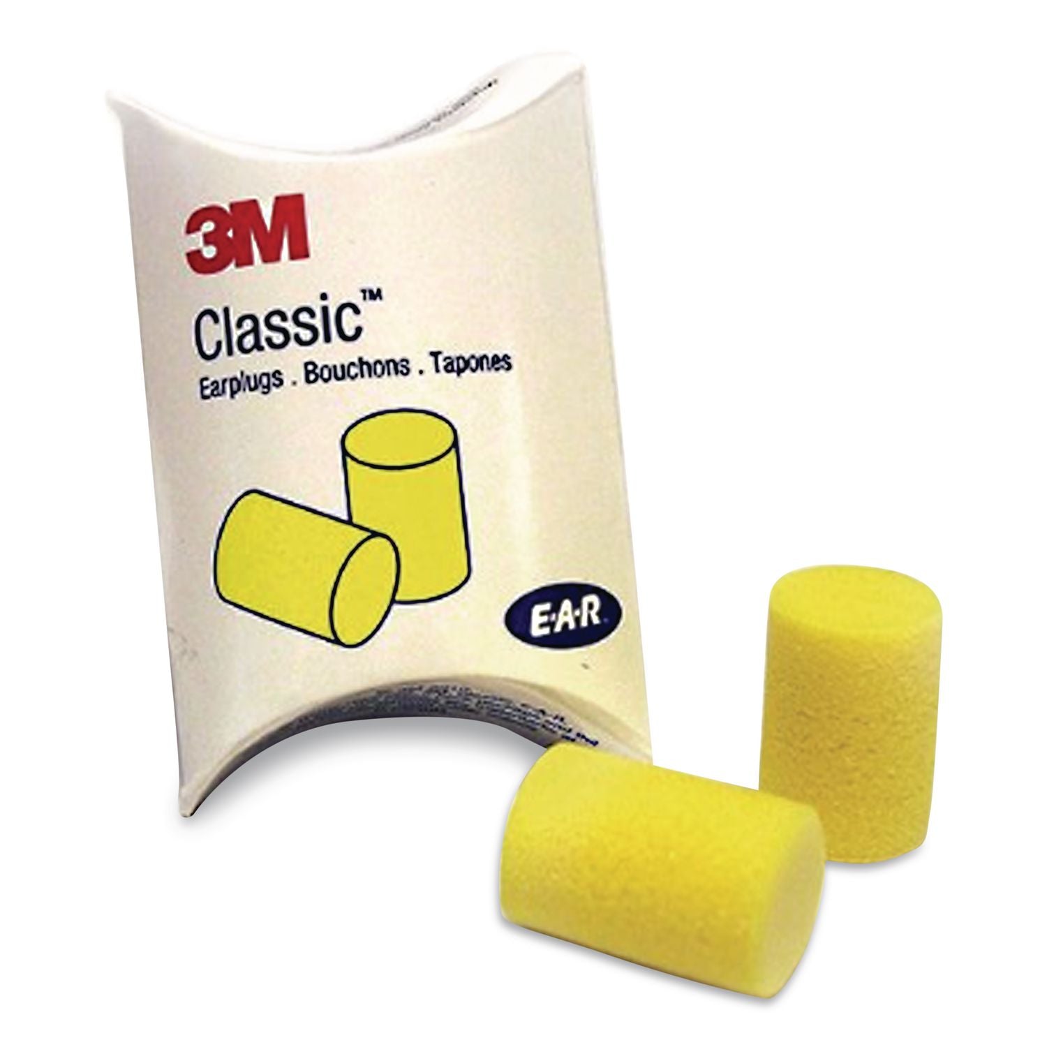 E-A-R Classic Plus Earplugs, Cordless, PVC Foam, Yellow, 200 Pairs/Box