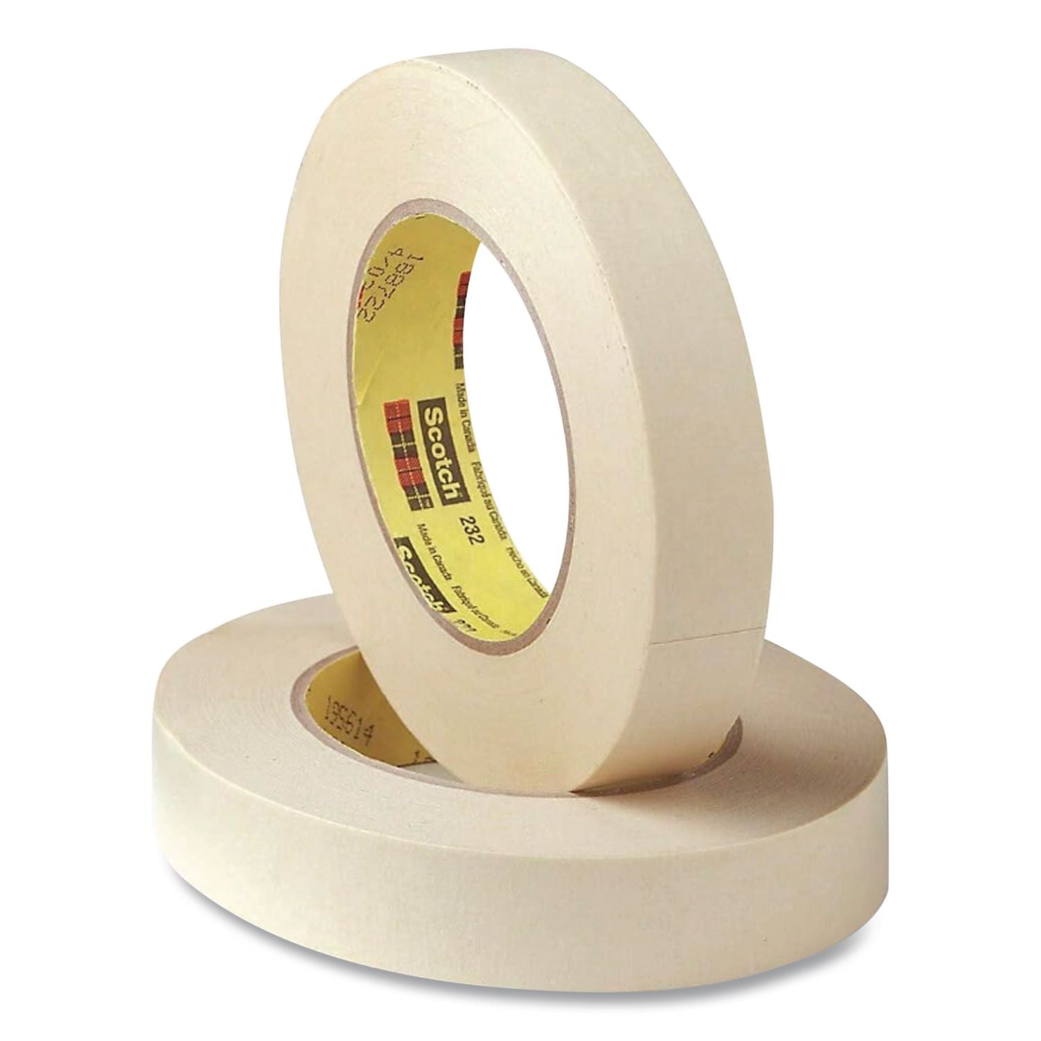High-Performance Masking Tape 232, 3" Core, 24 mm x 55 m, Tan