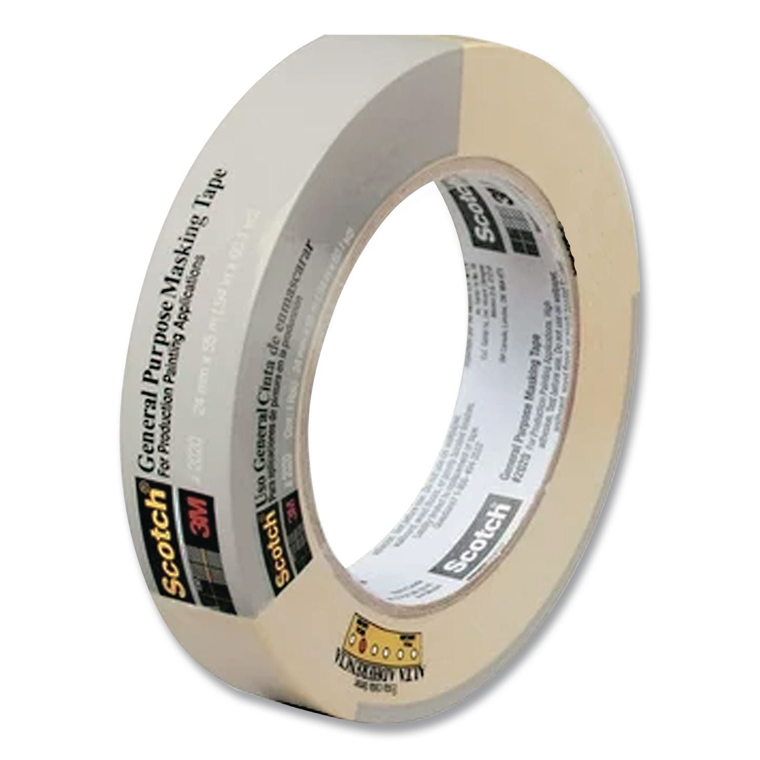 High-Performance Masking Tape 232, 3" Core, 48 mm x 55 m, Tan