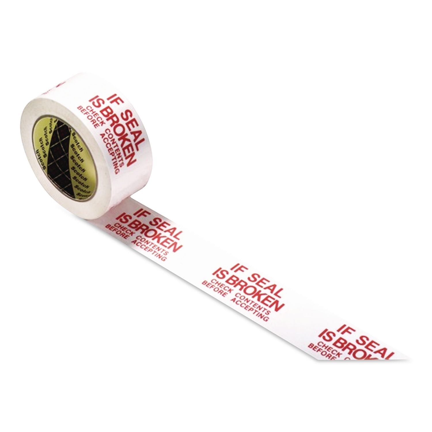 Printed Message Box Sealing Tape, 3" Core, 1.88" x 109 yds, Red/White