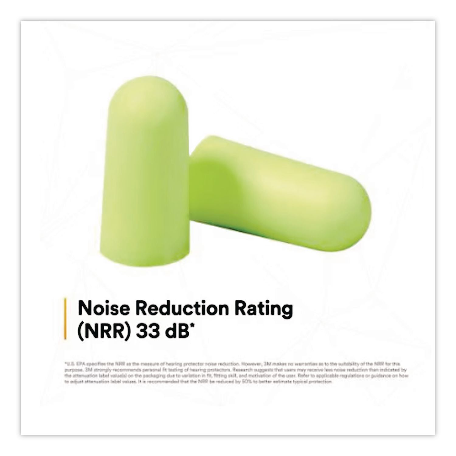 E-A-Rsoft Yellow Neon Soft Foam Earplugs, Cordless, Regular Size, 200 Pairs/Box