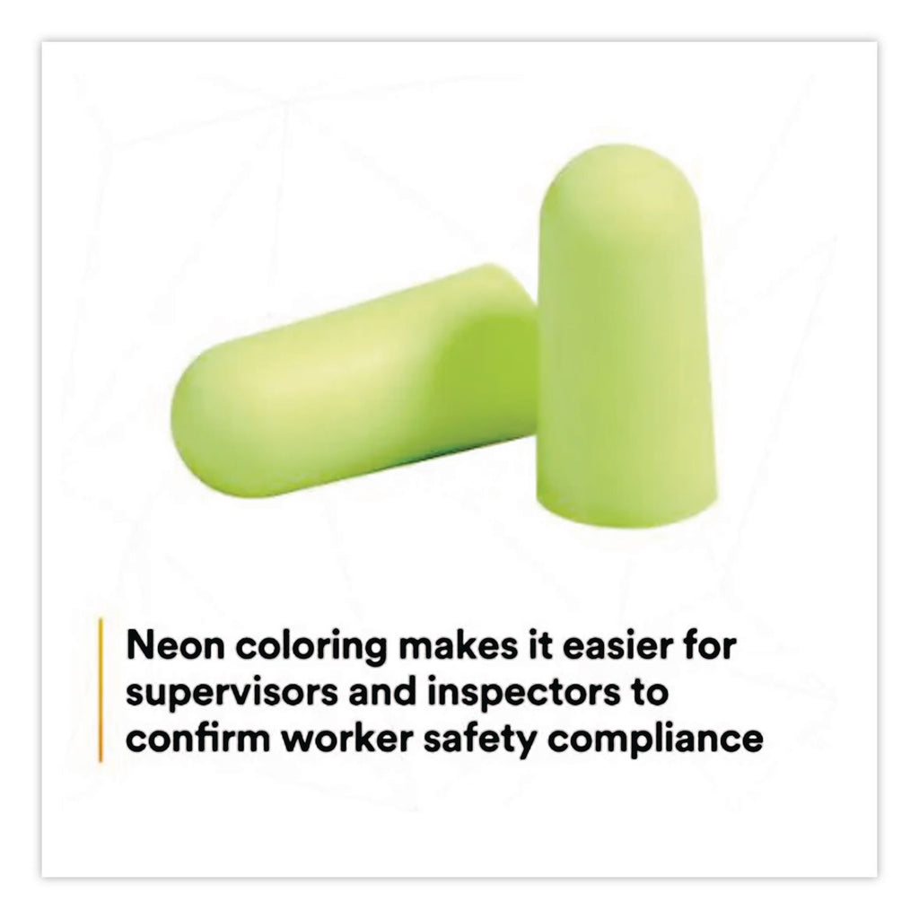 E-A-Rsoft Yellow Neon Soft Foam Earplugs, Cordless, Regular Size, 200 Pairs/Box