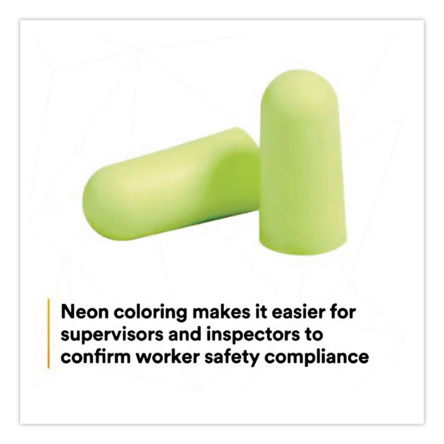 E-A-Rsoft Yellow Neon Soft Foam Earplugs, Cordless, Regular Size, 200 Pairs/Box