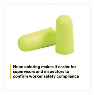 E-A-Rsoft Neon Tapered Earplug Refill, Cordless, Yellow, 500/Box