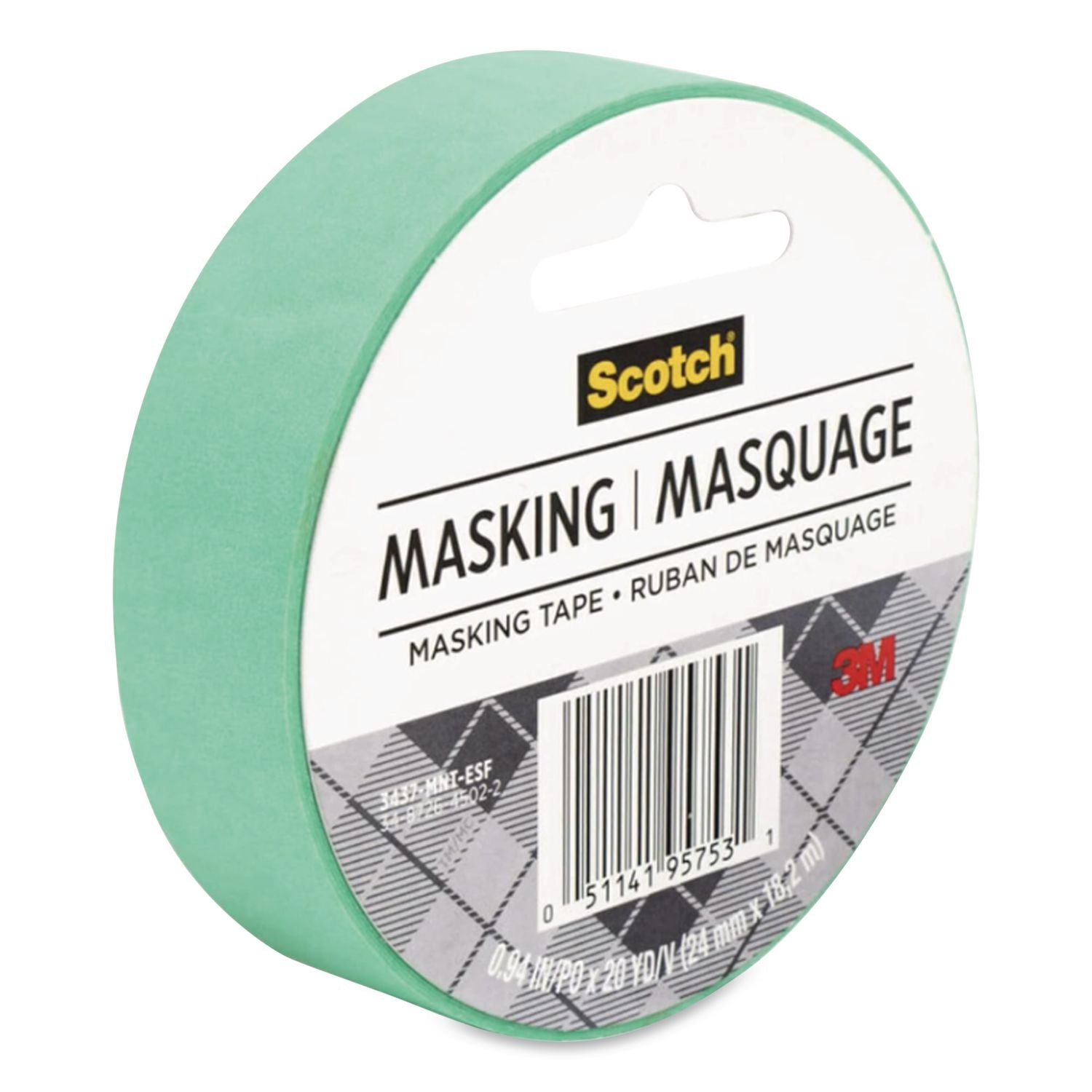 Expressions Masking Tape, 3" Core, 0.94" x 20 yds, Mint Green