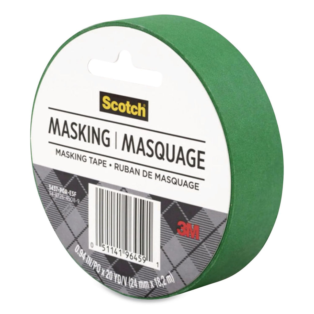 Expressions Masking Tape, 3" Core, 0.94" x 20 yds, Primary Green
