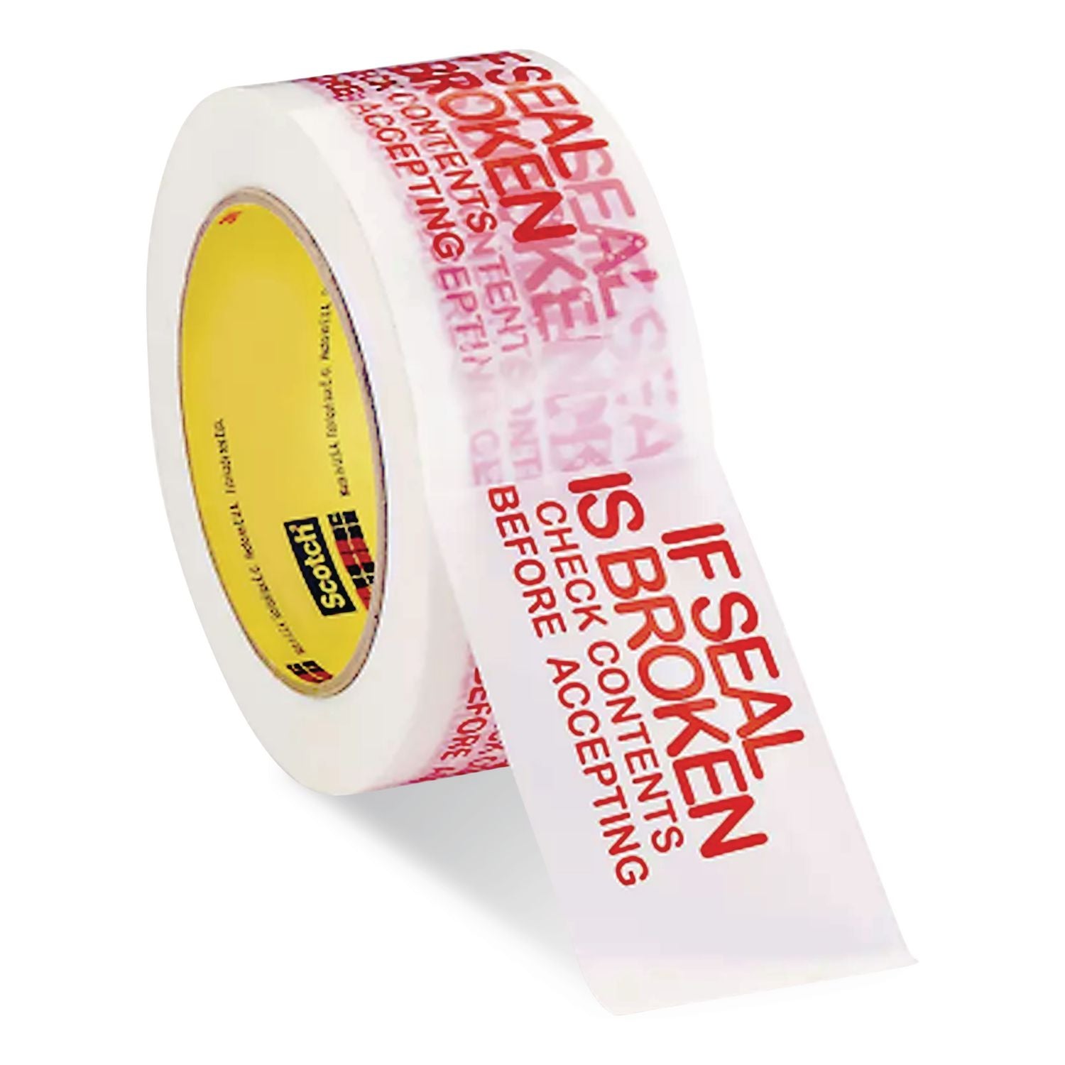 Printed Message Box Sealing Tape, 3" Core, 1.88" x 109 yds, Red/White