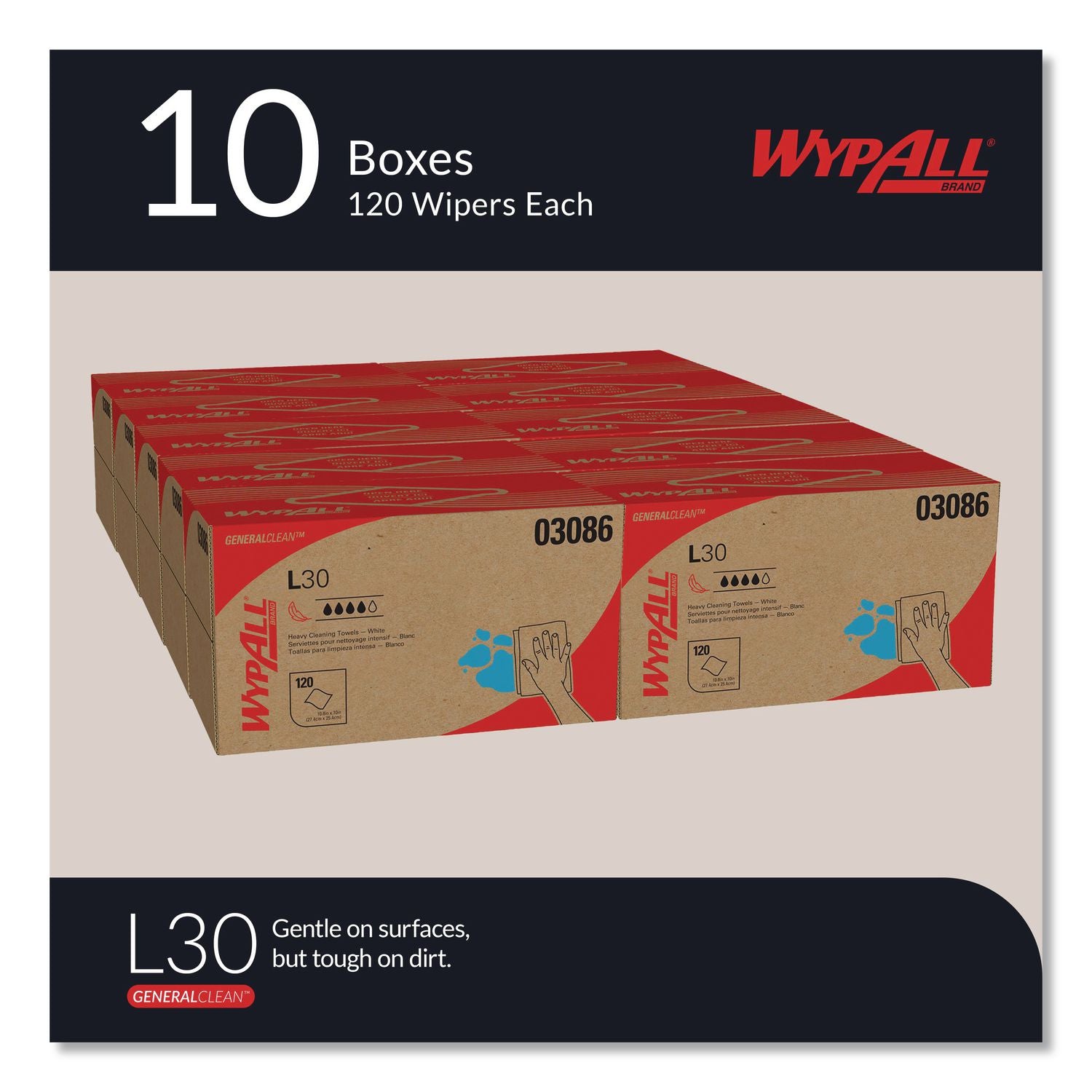 L30 Towels, POP-UP Box, 10 x 9.8, White, 120/Box, 10 Boxes/Carton