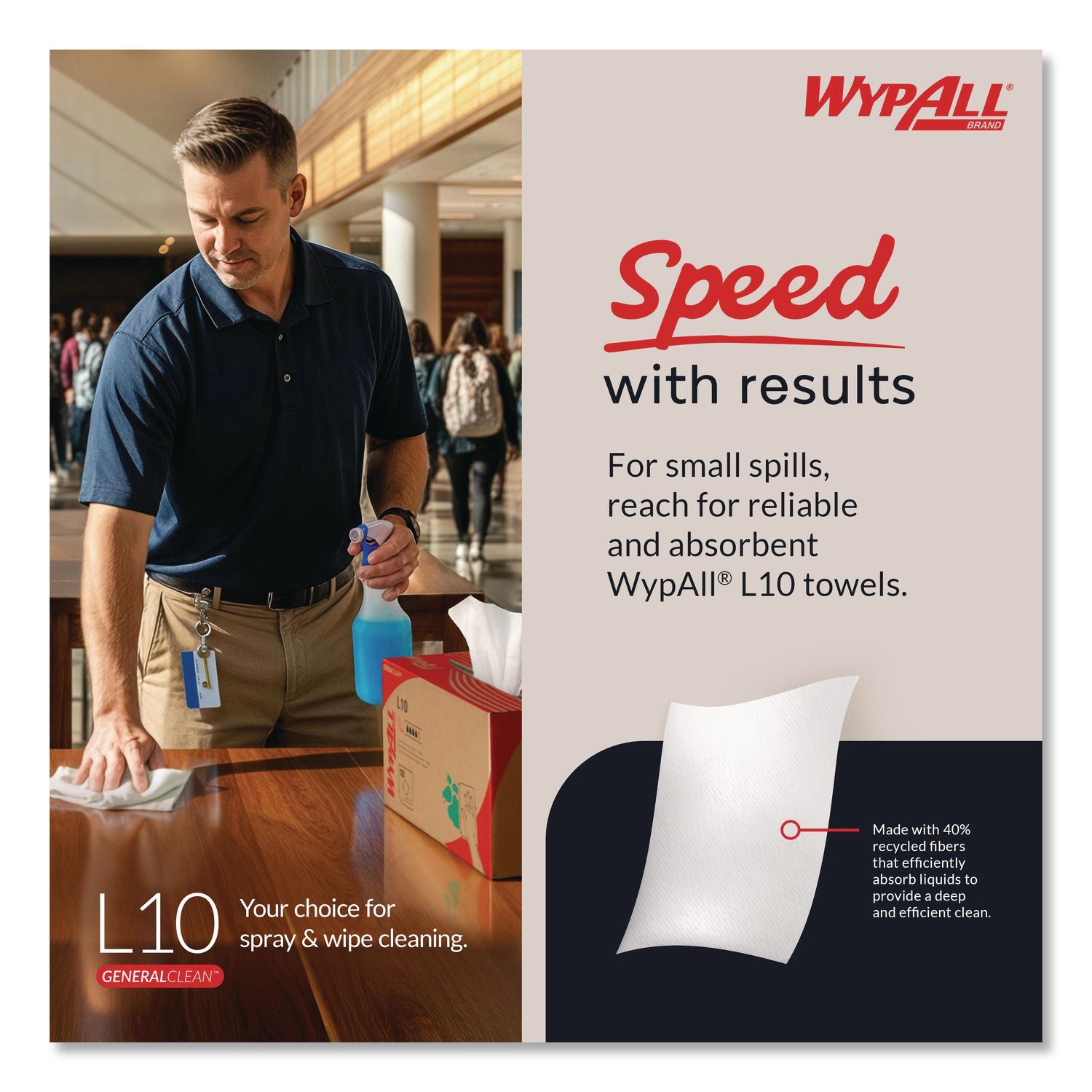 L10 Windshield Wipers, Banded, 2-Ply, 9.38 x 10.25, Light Blue, 140/Pack, 16 Packs/Carton