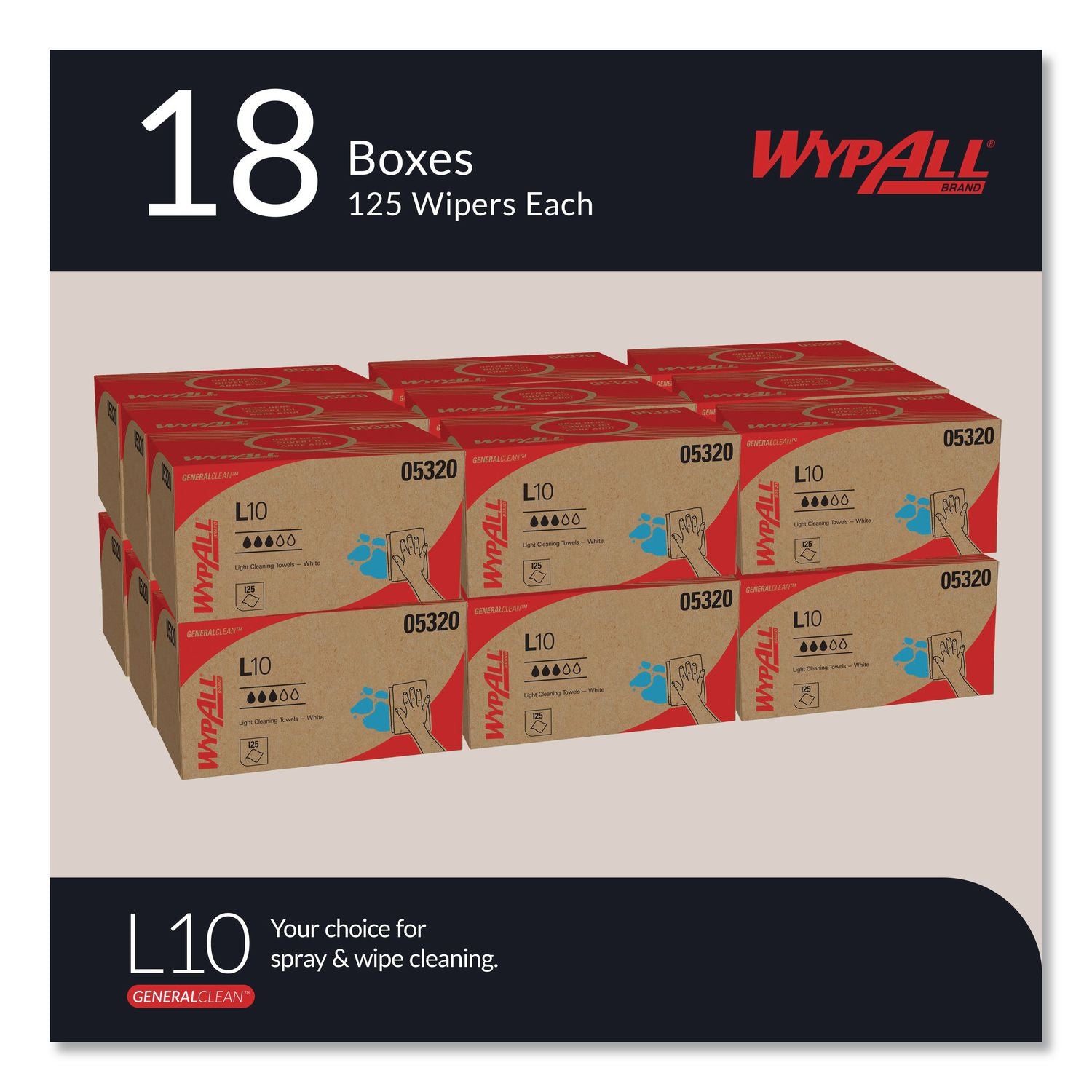 L10 Towels, POP-UP Box, 1-Ply, 9 x 10.5, White, 125/Box, 18 Boxes/Carton