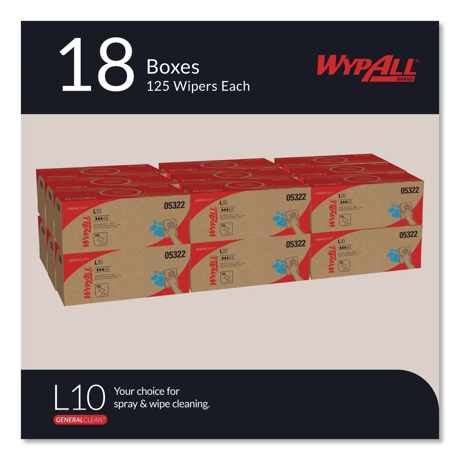 L10 Towels POP-UP Box, 1-Ply, 12 x 10.25, White, 125/Box, 18 Boxes/Carton