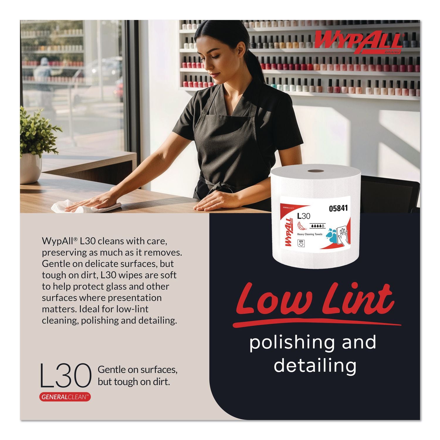 L30 Towels, 12.4 x 12.2, White, 875/Roll