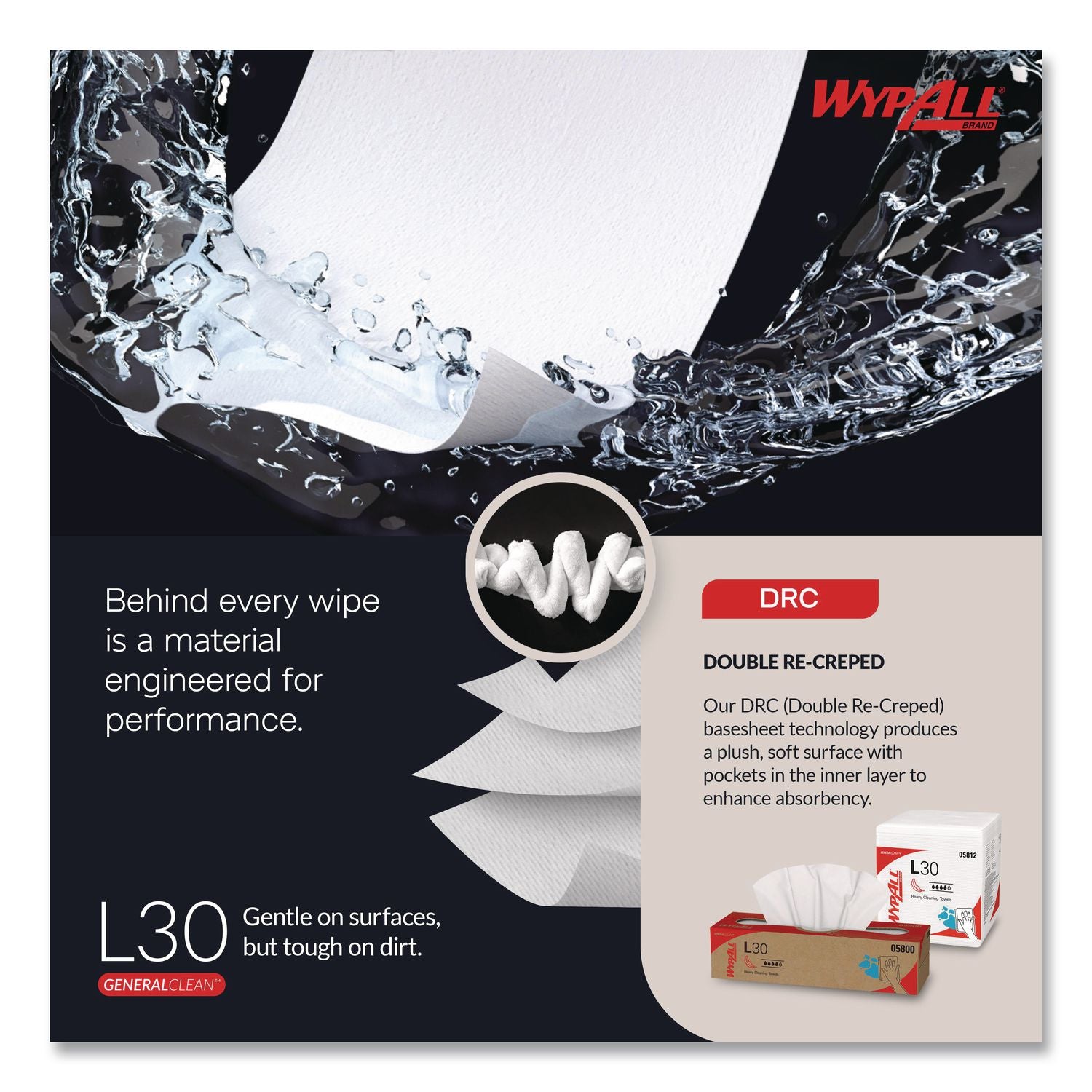 L30 Towels, 11 x 10.4, White, 70 Sheets/Roll