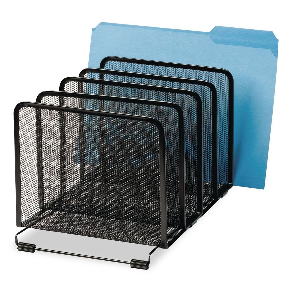 Mesh Stacking Sorter, 5 Sections, Letter to Legal Size Files, 8.25" x 14.38" x 7.88", Black