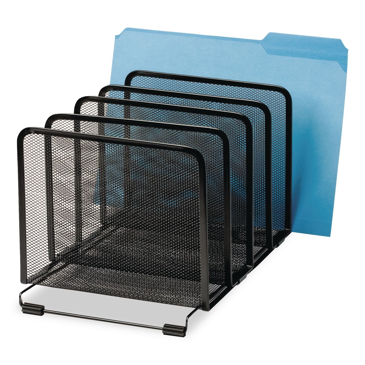 Mesh Stacking Sorter, 5 Sections, Letter to Legal Size Files, 8.25" x 14.38" x 7.88", Black