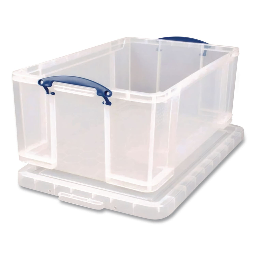 Snap-Lid Storage Bin, 2.38 gal, 10.25" x 14.5" x 6.25", Clear/Blue
