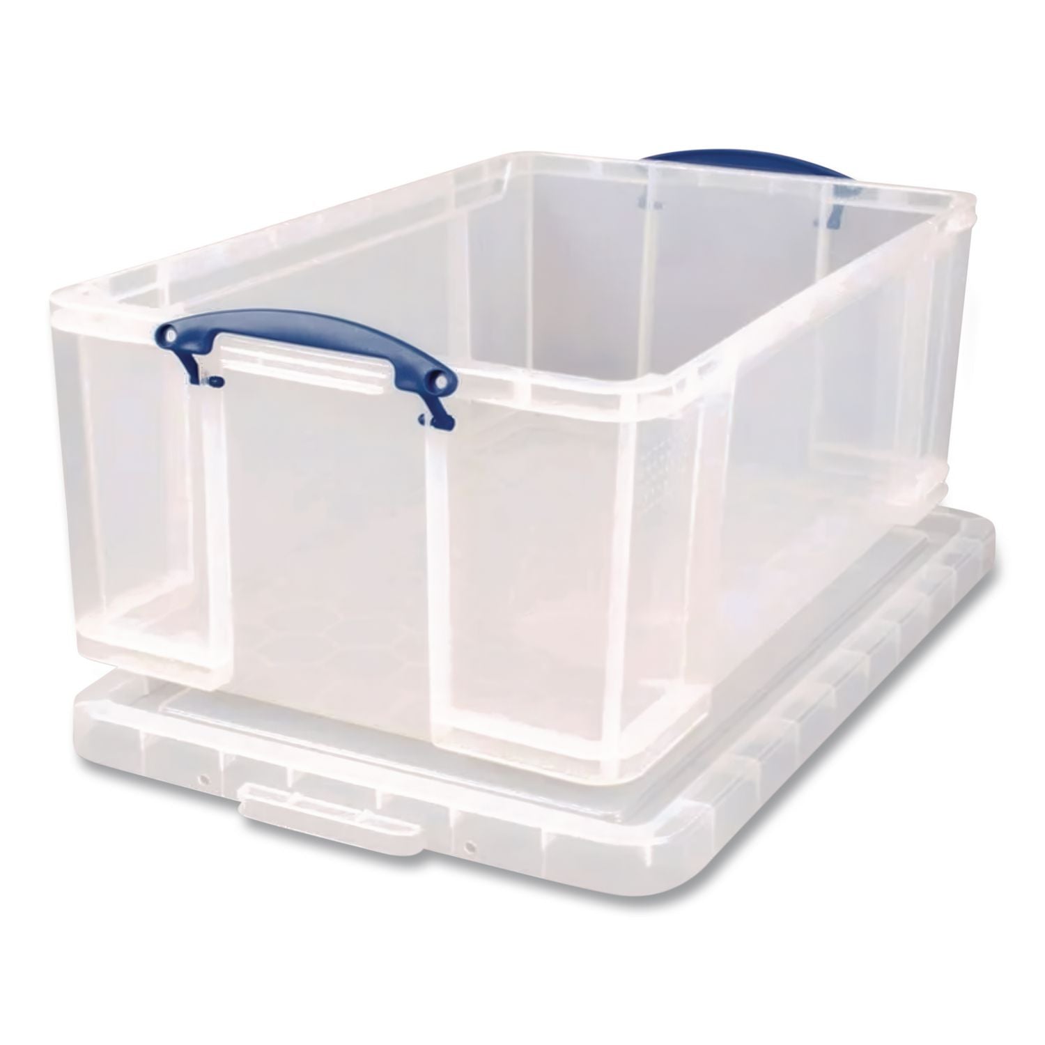 Snap-Lid Storage Bin, 2.38 gal, 10.25" x 14.5" x 6.25", Clear/Blue