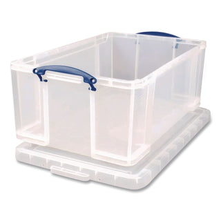 Snap-Lid Storage Bin, 2.38 gal, 10.25" x 14.5" x 6.25", Clear/Blue