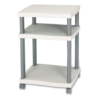 Wave Design Deskside Printer Stand, Plastic, 3 Shelves, 20" x 17.5" x 29.25", White/Charcoal Gray