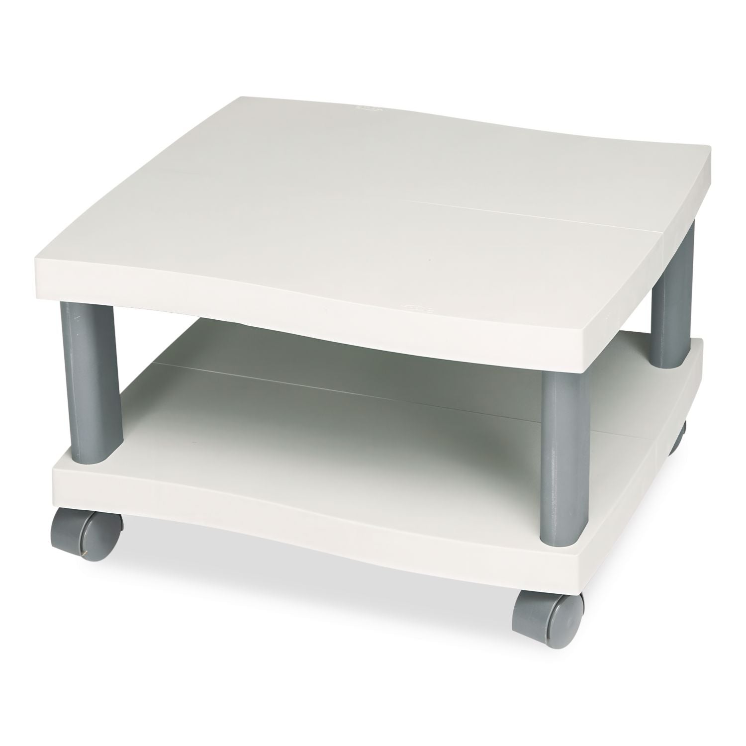 Wave Design Under-Desk Printer Stand, Plastic, 2 Shelves, 20" x 17.5" x 11.5", White/Charcoal Gray