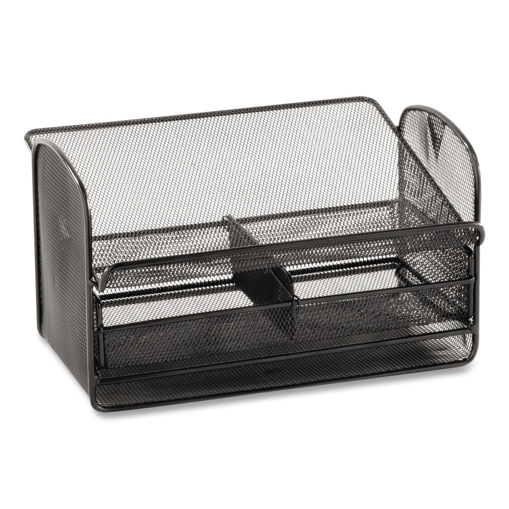Onyx Angled Mesh Steel Telephone Stand, 11.75 x 9.25 x 7, Black