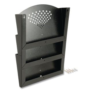 Steel Wall Pocket, 3 Sections, Letter Size, 12" x 3.25" x 17.25", Black