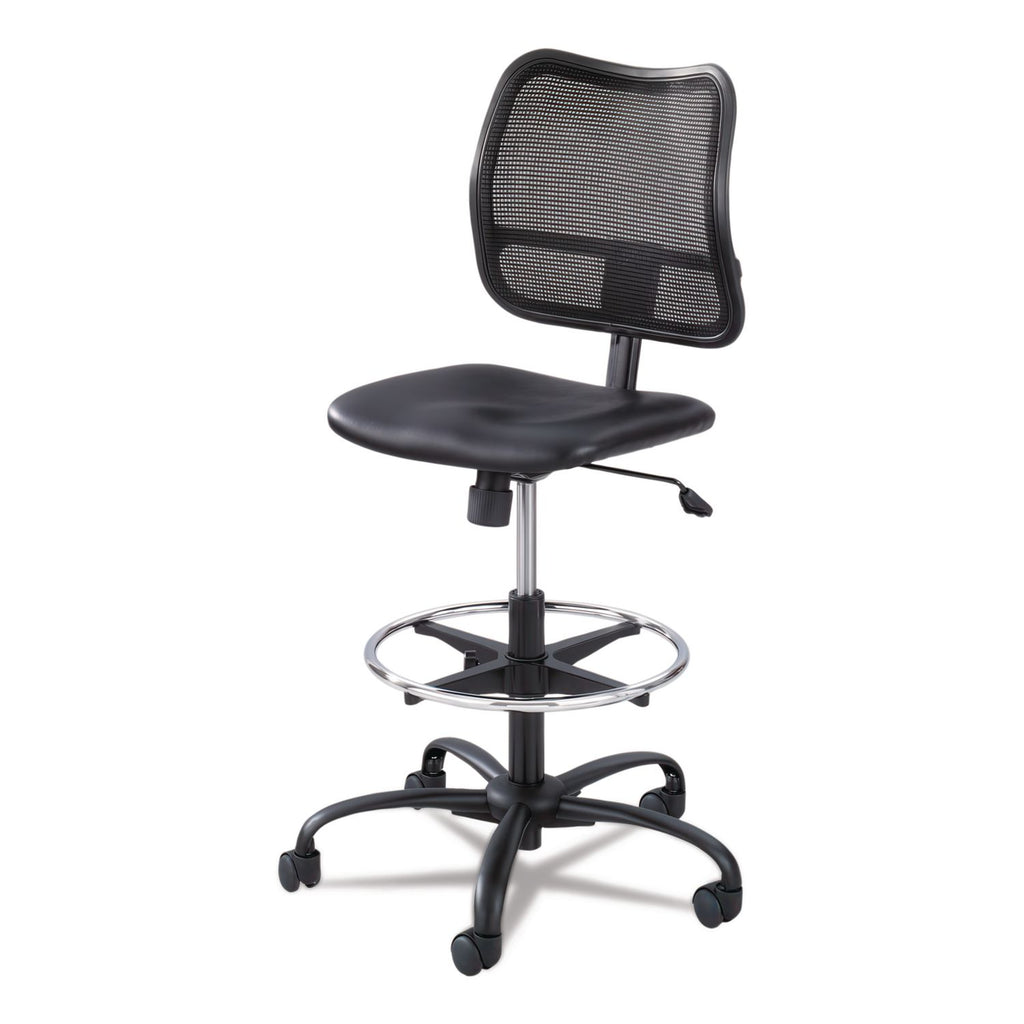 Vue Series Mesh Extended-Height Chair, Supports Up to 250 lb, 23" to 33" Seat Height, Black Vinyl Seat, Black Base