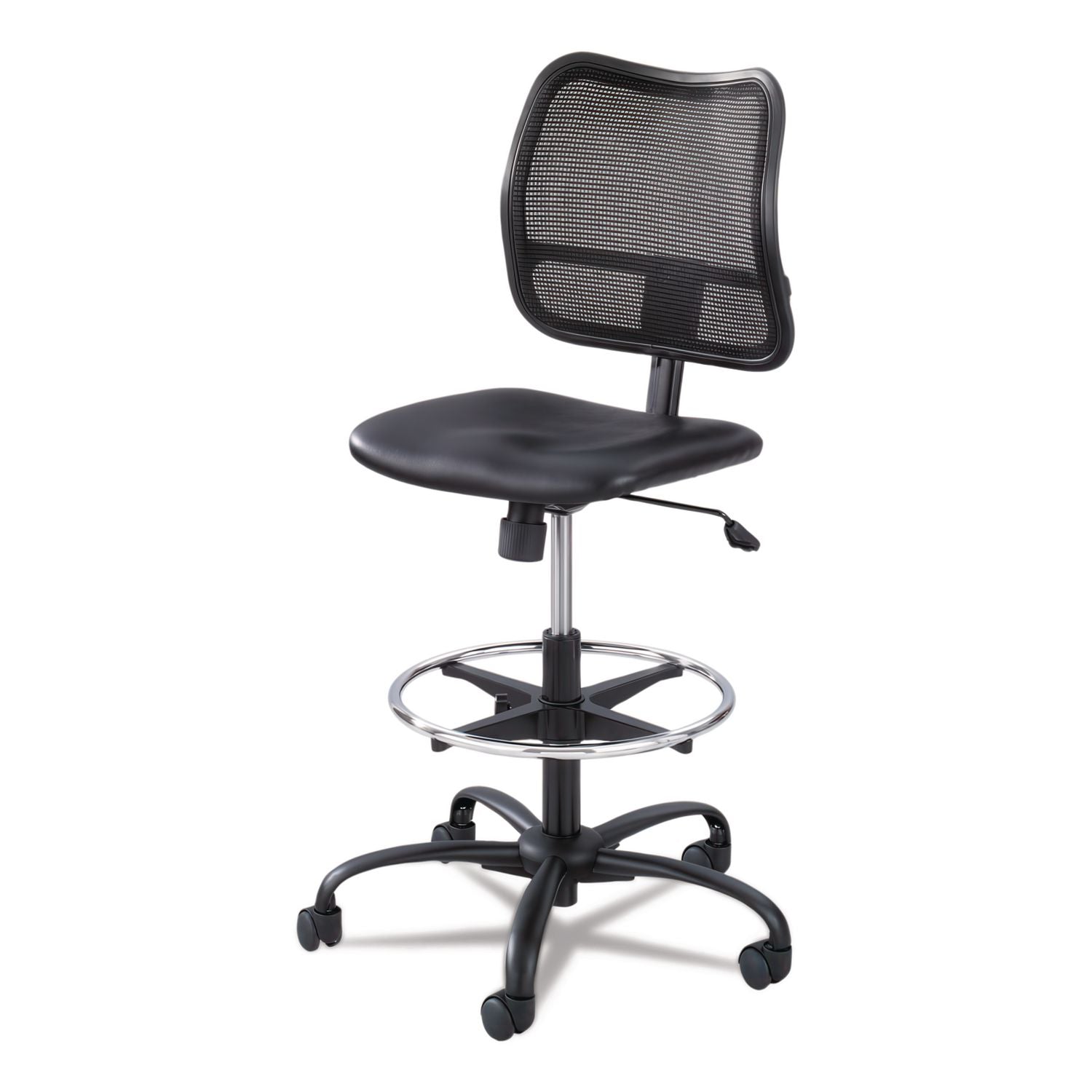 Vue Series Mesh Extended-Height Chair, Supports Up to 250 lb, 23" to 33" Seat Height, Black Vinyl Seat, Black Base