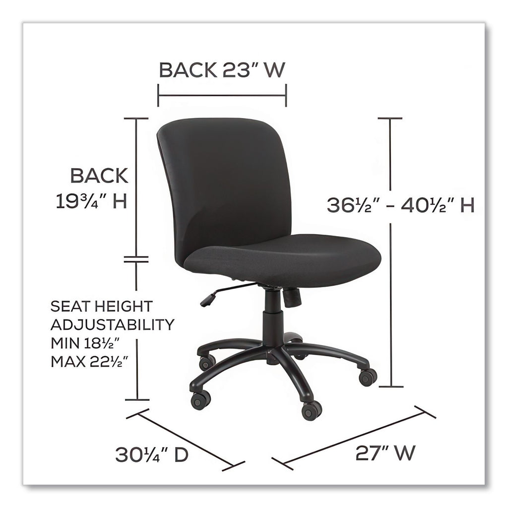Uber Big/Tall Series Mid Back Chair, Vinyl, Supports Up to 500 lb, 18.5" to 22.5" Seat Height, Black