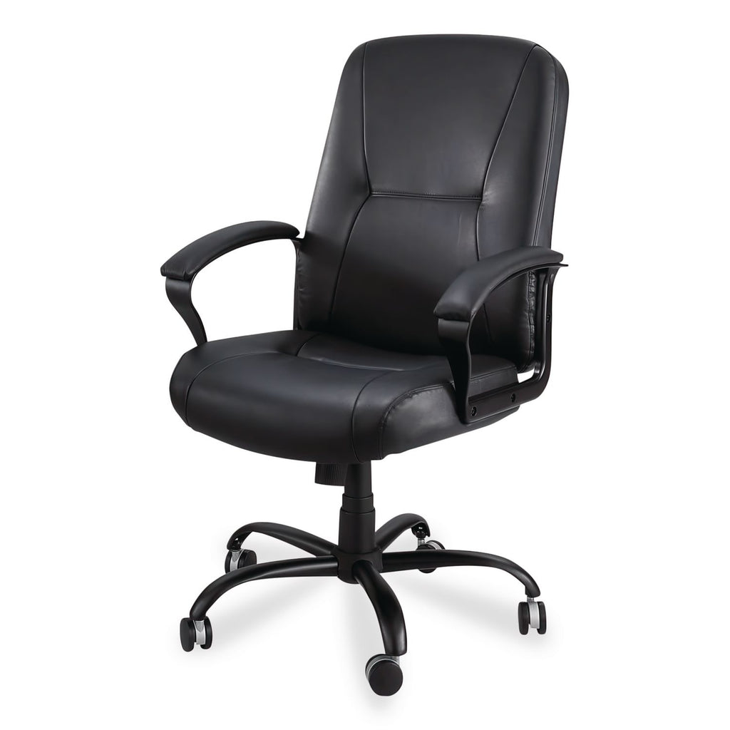 Serenity Big/Tall High Back Leather Chair, Supports Up to 500 lb, 19.5" to 22.5" Seat Height, Black