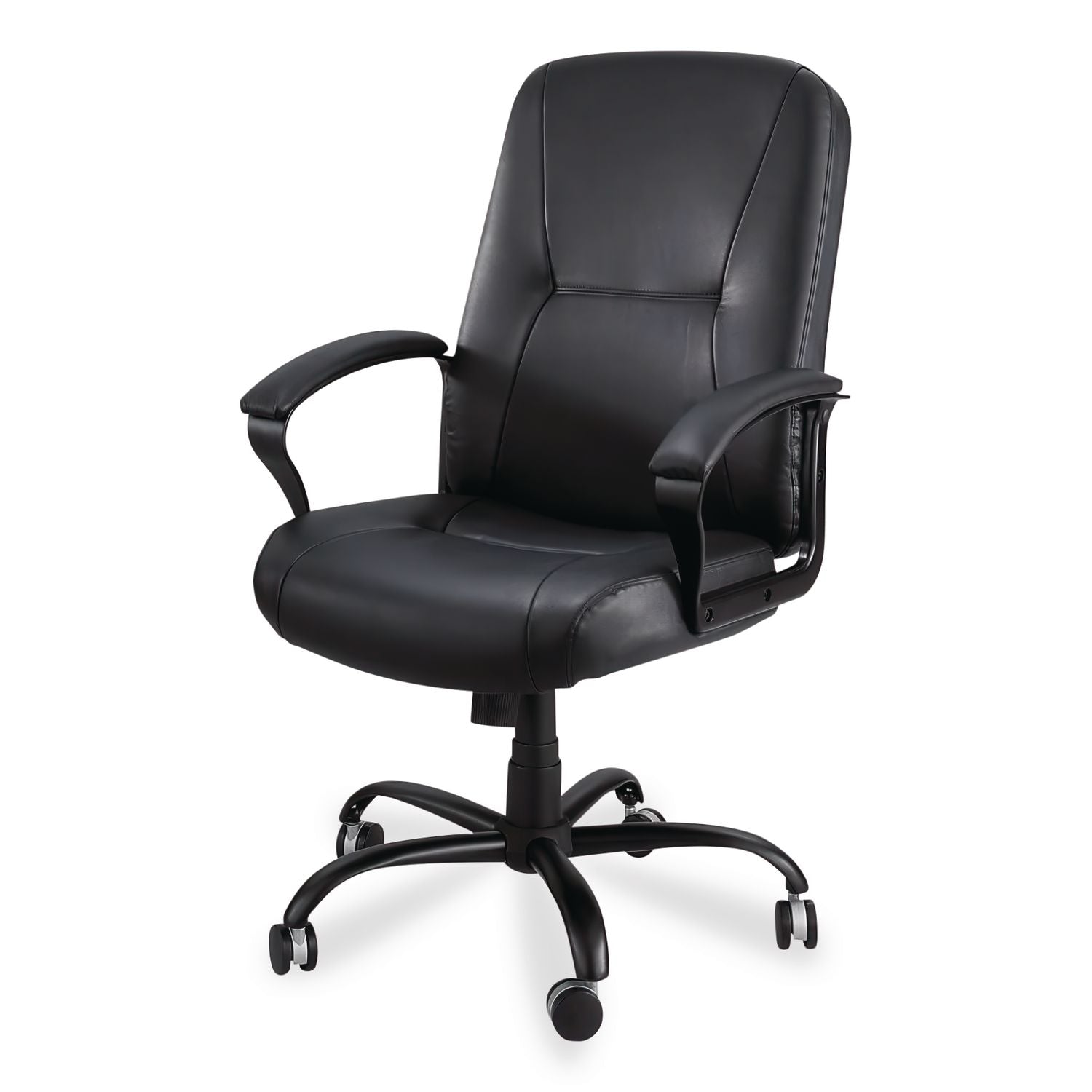 Serenity Big/Tall High Back Leather Chair, Supports Up to 500 lb, 19.5" to 22.5" Seat Height, Black