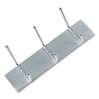 Metal Wall Rack, Six Ball-Tipped Double-Hooks, Metal, 36w x 3.75d x 7h, Satin