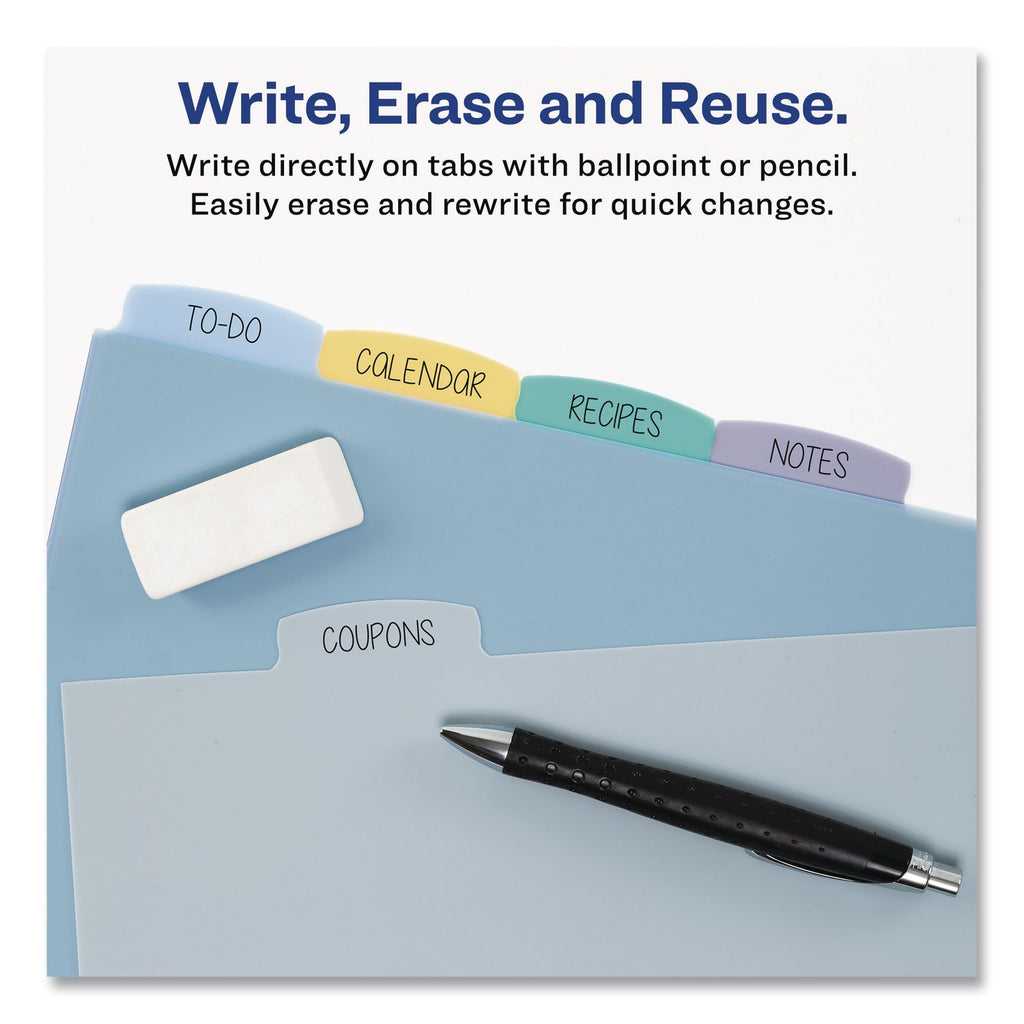 Avery Mni Durable Write-on Dividers - 5 x Divider(s) - Write-on Tab(s) - 5 - 5 Tab(s)/Set - 5.5" Divider Width x 8.50" Divider Length - 7 Hole Punched - Multicolor Plastic Divider - Multicolor Plastic Tab(s) - 5 / Set