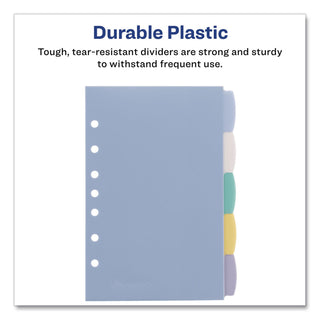 Avery Mni Durable Write-on Dividers - 5 x Divider(s) - Write-on Tab(s) - 5 - 5 Tab(s)/Set - 5.5" Divider Width x 8.50" Divider Length - 7 Hole Punched - Multicolor Plastic Divider - Multicolor Plastic Tab(s) - 5 / Set