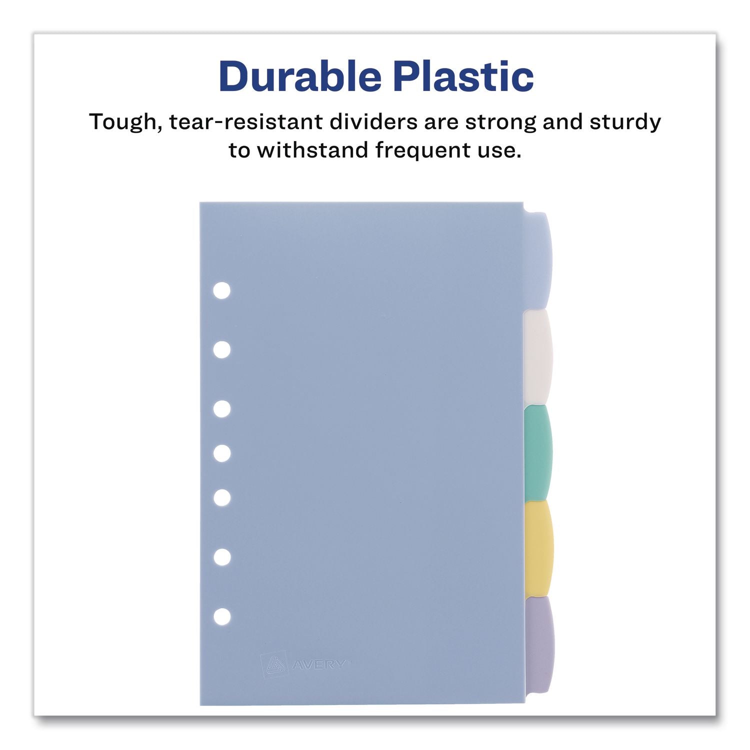 Avery Mni Durable Write-on Dividers - 5 x Divider(s) - Write-on Tab(s) - 5 - 5 Tab(s)/Set - 5.5" Divider Width x 8.50" Divider Length - 7 Hole Punched - Multicolor Plastic Divider - Multicolor Plastic Tab(s) - 5 / Set