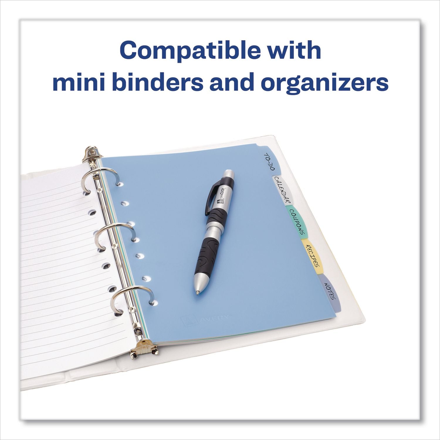 Avery Mni Durable Write-on Dividers - 5 x Divider(s) - Write-on Tab(s) - 5 - 5 Tab(s)/Set - 5.5" Divider Width x 8.50" Divider Length - 7 Hole Punched - Multicolor Plastic Divider - Multicolor Plastic Tab(s) - 5 / Set