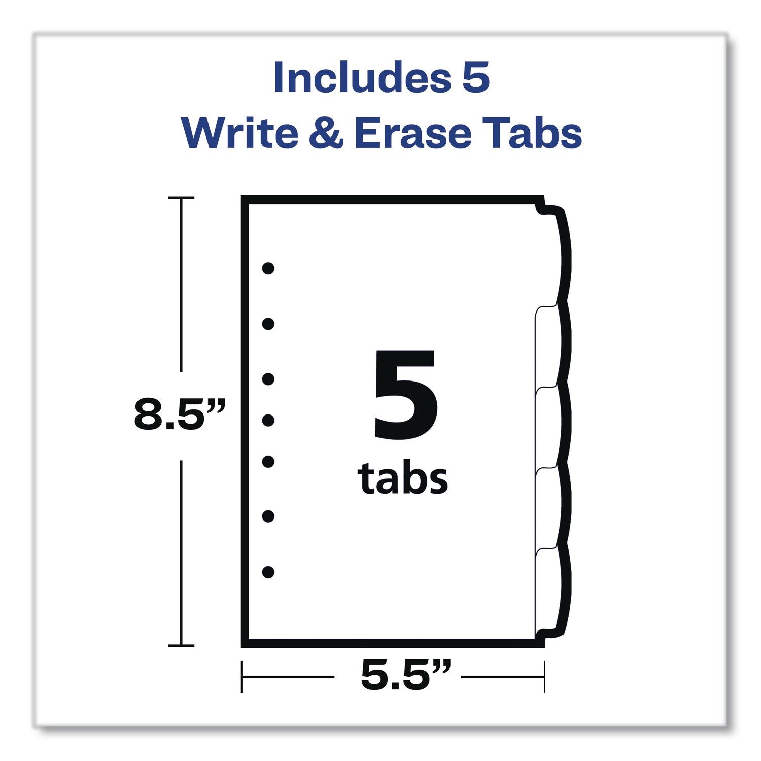 Avery Mni Durable Write-on Dividers - 5 x Divider(s) - Write-on Tab(s) - 5 - 5 Tab(s)/Set - 5.5" Divider Width x 8.50" Divider Length - 7 Hole Punched - Multicolor Plastic Divider - Multicolor Plastic Tab(s) - 5 / Set