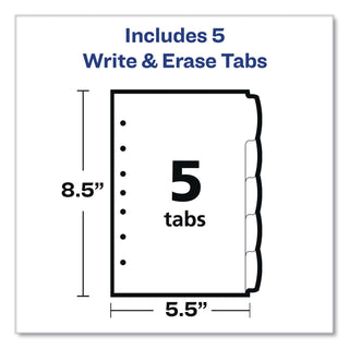 Avery Mni Durable Write-on Dividers - 5 x Divider(s) - Write-on Tab(s) - 5 - 5 Tab(s)/Set - 5.5" Divider Width x 8.50" Divider Length - 7 Hole Punched - Multicolor Plastic Divider - Multicolor Plastic Tab(s) - 5 / Set